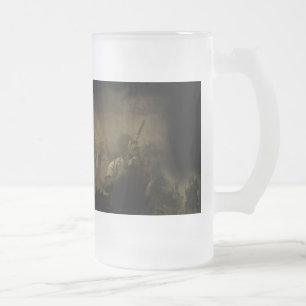De Cristal Esmerilado Taza escarchada negra del uF