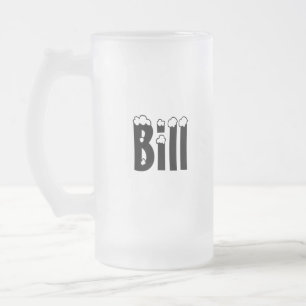 De Cristal Esmerilado Taza Estilo-Helada Bill-Nombre