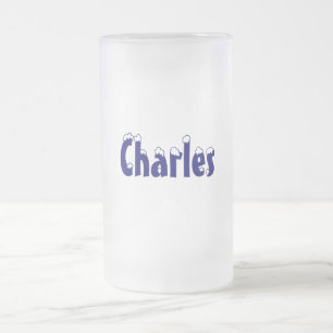 De Cristal Esmerilado Taza Estilo-Helada Charles-Nombre