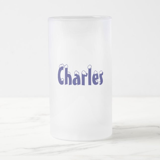 De Cristal Esmerilado Taza Estilo-Helada Charles-Nombre (Centro)