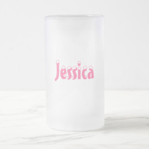 De Cristal Esmerilado Taza Estilo-Helada Jessica-Nombre