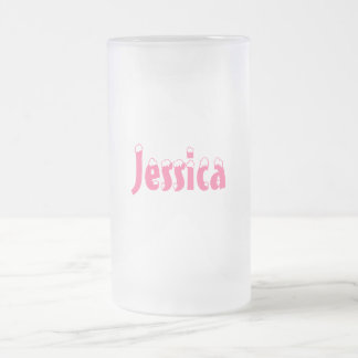 De Cristal Esmerilado Taza Estilo-Helada Jessica-Nombre