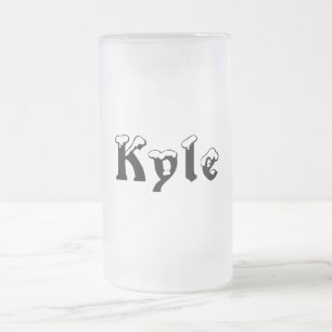 De Cristal Esmerilado Taza Estilo-Helada Kyle-Nombre