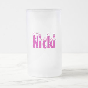 De Cristal Esmerilado Taza Estilo-Helada Nicki-Nombre