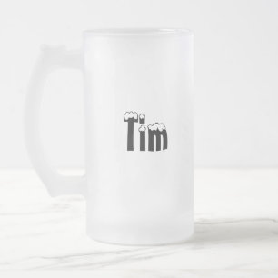 De Cristal Esmerilado Taza Estilo-Helada Tim-Nombre