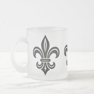 De Cristal Esmerilado Taza "Fleur-de-lis estilizada"