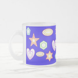De Cristal Esmerilado Taza Formas Azules