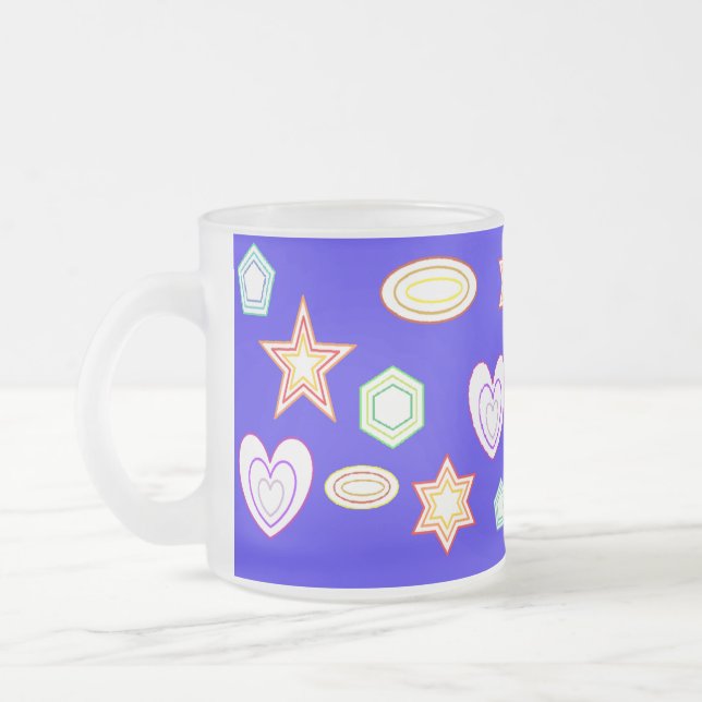 De Cristal Esmerilado Taza Formas Azules (Izquierda)