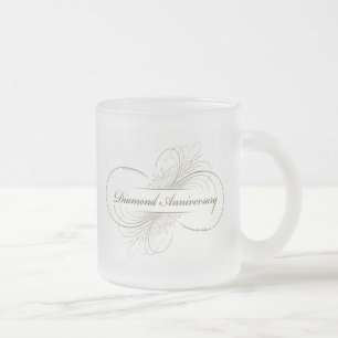 De Cristal Esmerilado Taza helada aniversario del diamante