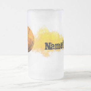 De Cristal Esmerilado Taza helada baloncesto