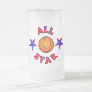 De Cristal Esmerilado Taza helada baloncesto