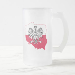 De Cristal Esmerilado Taza helada bandera polaca del mapa