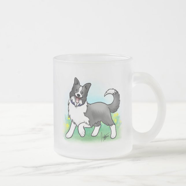 De Cristal Esmerilado Taza helada border collie (Derecha)