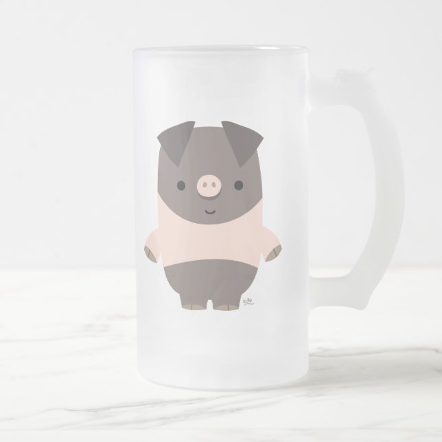 De Cristal Esmerilado Taza helada cerdo fuerte del dibujo animado (Derecha)