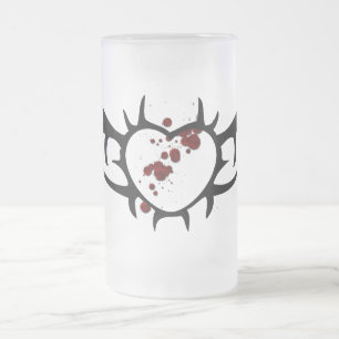De Cristal Esmerilado Taza helada corazón sangrante