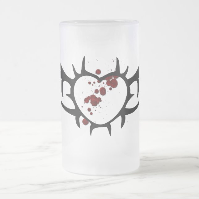 De Cristal Esmerilado Taza helada corazón sangrante (Centro)