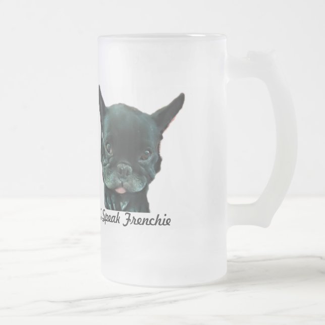 De Cristal Esmerilado Taza helada del bulldog francés (Derecha)
