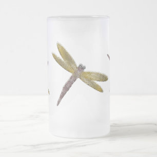 De Cristal Esmerilado Taza helada libélula del vitral