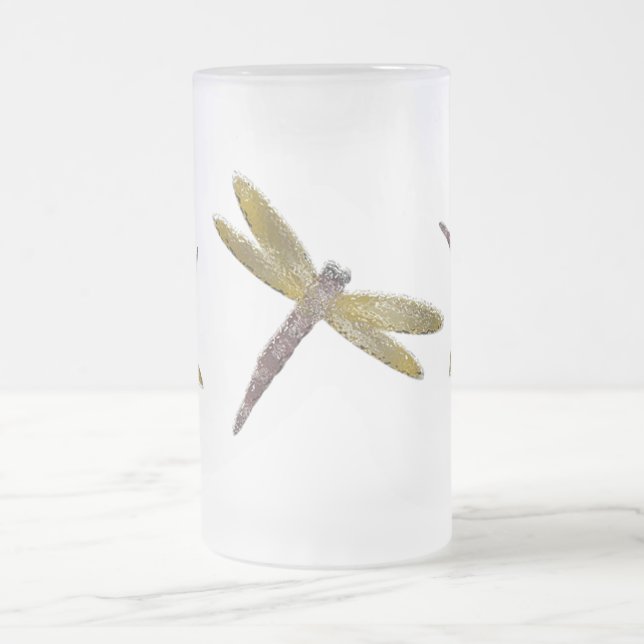De Cristal Esmerilado Taza helada libélula del vitral (Centro)