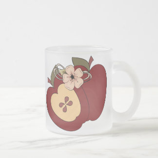 De Cristal Esmerilado Taza helada manzanas a cuadros verdes rojas del