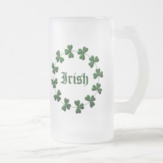De Cristal Esmerilado Taza irlandesa 2 del trébol