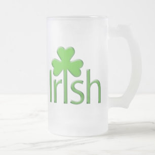 De Cristal Esmerilado Taza irlandesa del trébol