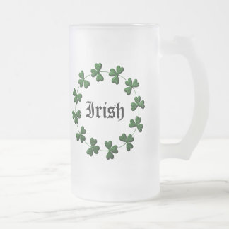 De Cristal Esmerilado Taza irlandesa del trébol