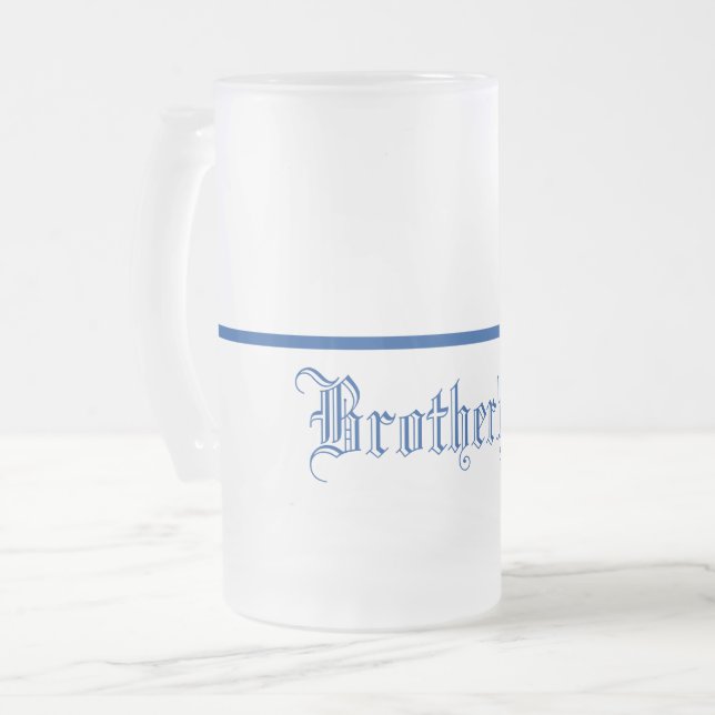 De Cristal Esmerilado Taza Línea-Fraternidad-Helada azul fino (Anverso izquierdo)