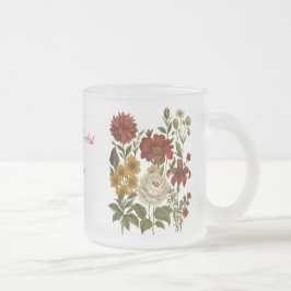 De Cristal Esmerilado Taza personalizada con diseño floral vintage, rega