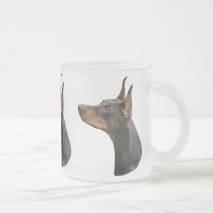 De Cristal Esmerilado Taza principal roja/marrón del pinscher del