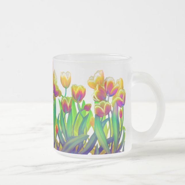 De Cristal Esmerilado Taza psicodélica del jardín del tulipán (Derecha)
