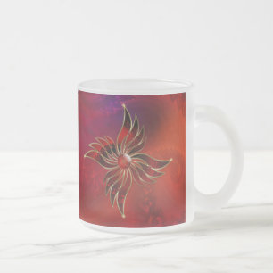 De Cristal Esmerilado Taza Rojo Como la Llama