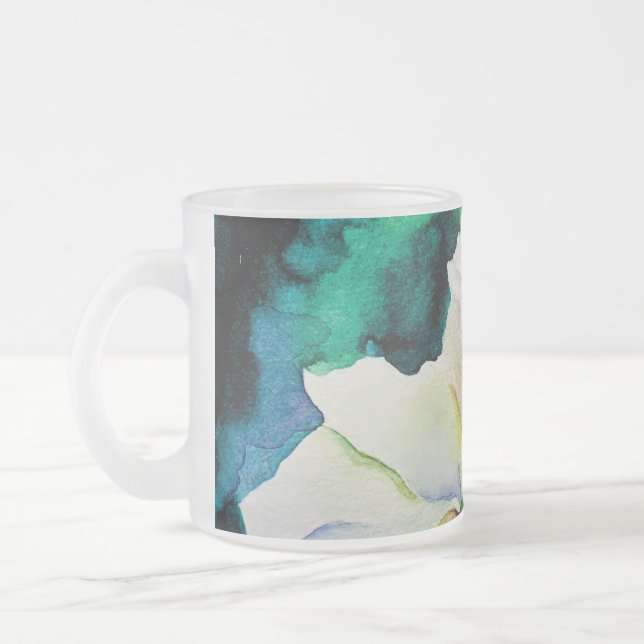 De Cristal Esmerilado Taza Rosa Blanca (Izquierda)