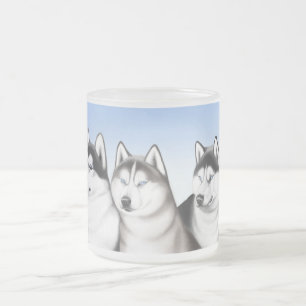 De Cristal Esmerilado Taza siberiana del perro esquimal del Malamute