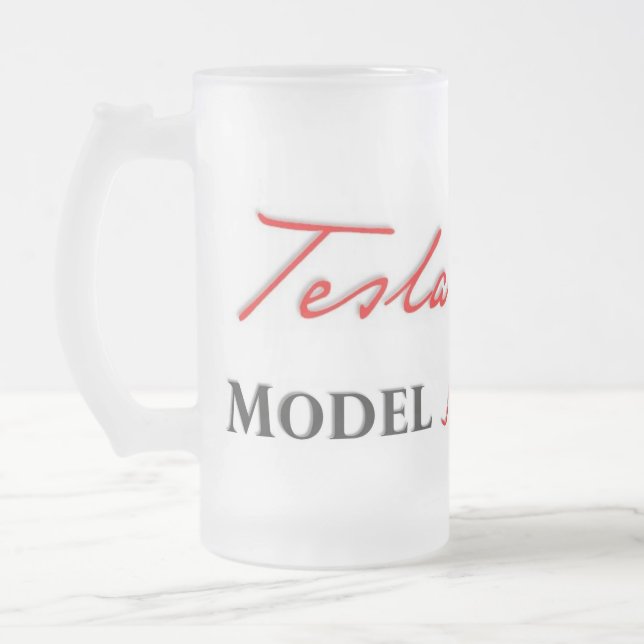 De Cristal Esmerilado Tesla S modelo con guión en una taza helada (Izquierda)