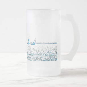 De Cristal Esmerilado Veleros que compiten con la taza