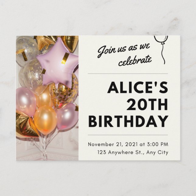 🥳 de cumpleaños de invitación 🎉 🎂 (Anverso)