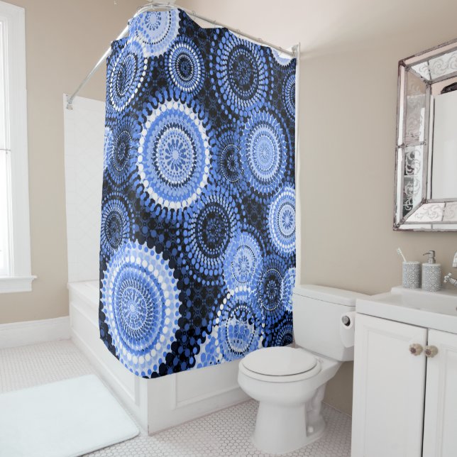 De Ducha Ankara Dots Blue Shower Cortina (In situ)