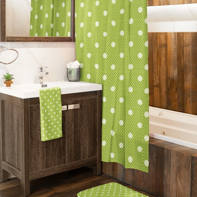 De Ducha Cortina Dotty Delight Green Shower (Dotty Delight green shower curtain in the bathroom. )