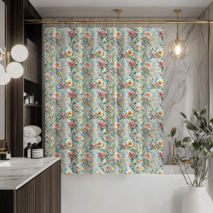 De Ducha Cortina Floral Romántica Rococó Pastel Baño