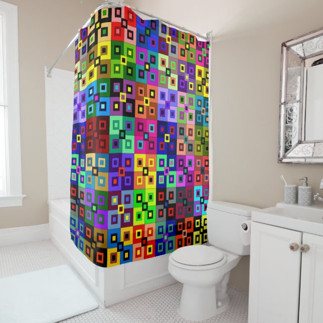 De Ducha Crazy Quilt Shower Cortina (In situ)