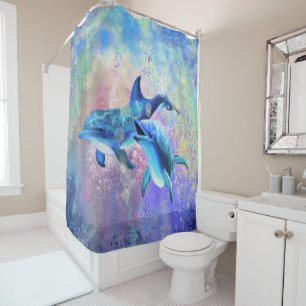 De Ducha Dolphin Couple Shower Cortina Happy Family