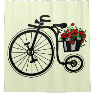De Ducha Flores Bicicletas Cortina Personalizado Colores - 