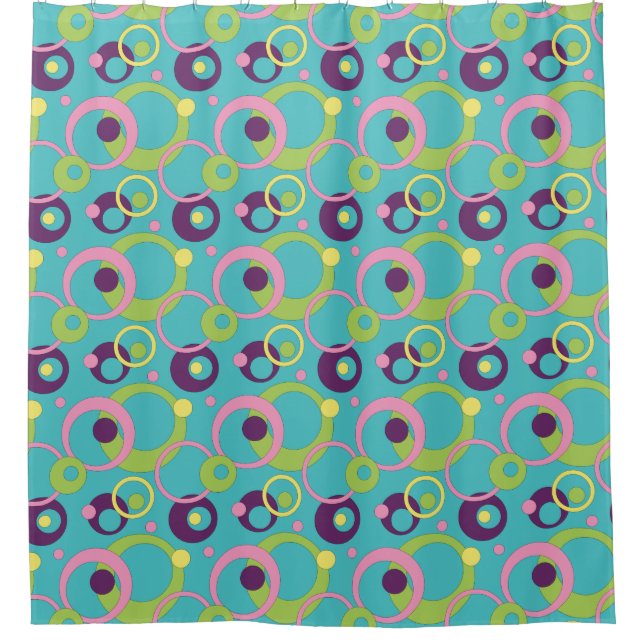 De Ducha Funky Blue Circles Shower Cortina (Anverso)