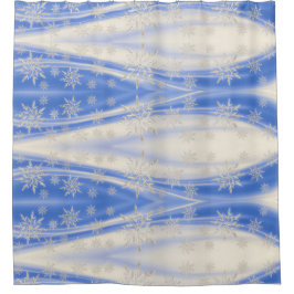 De Ducha Icy Blue White Snowflake Winter Shower Cortina