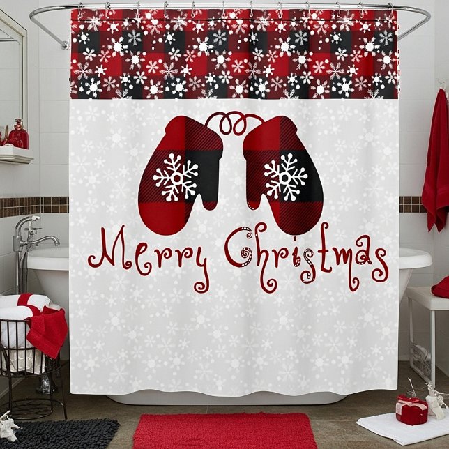 De Ducha Merry Christmas mittens Shower Cortina (Subido por el creador)