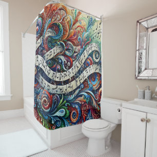 De Ducha Notas musicales Graffiti Shower Cortina