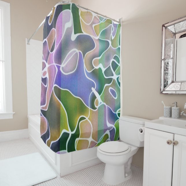 De Ducha Pastel Abstract Strips Shower Cortina (In situ)
