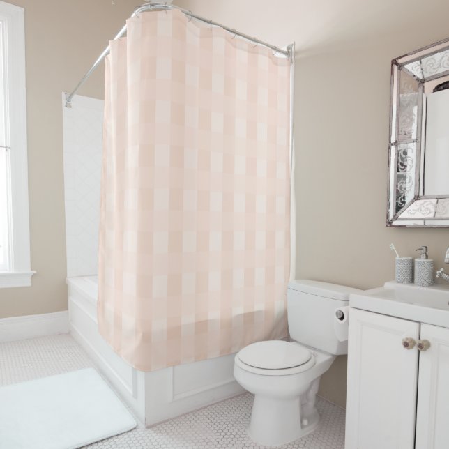 De Ducha Peach Gingham Plaid Pattern Shower Cortina (In situ)