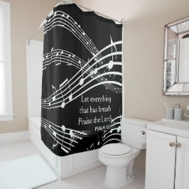 De Ducha Personalizado Music Notes Black Shower Cortina
